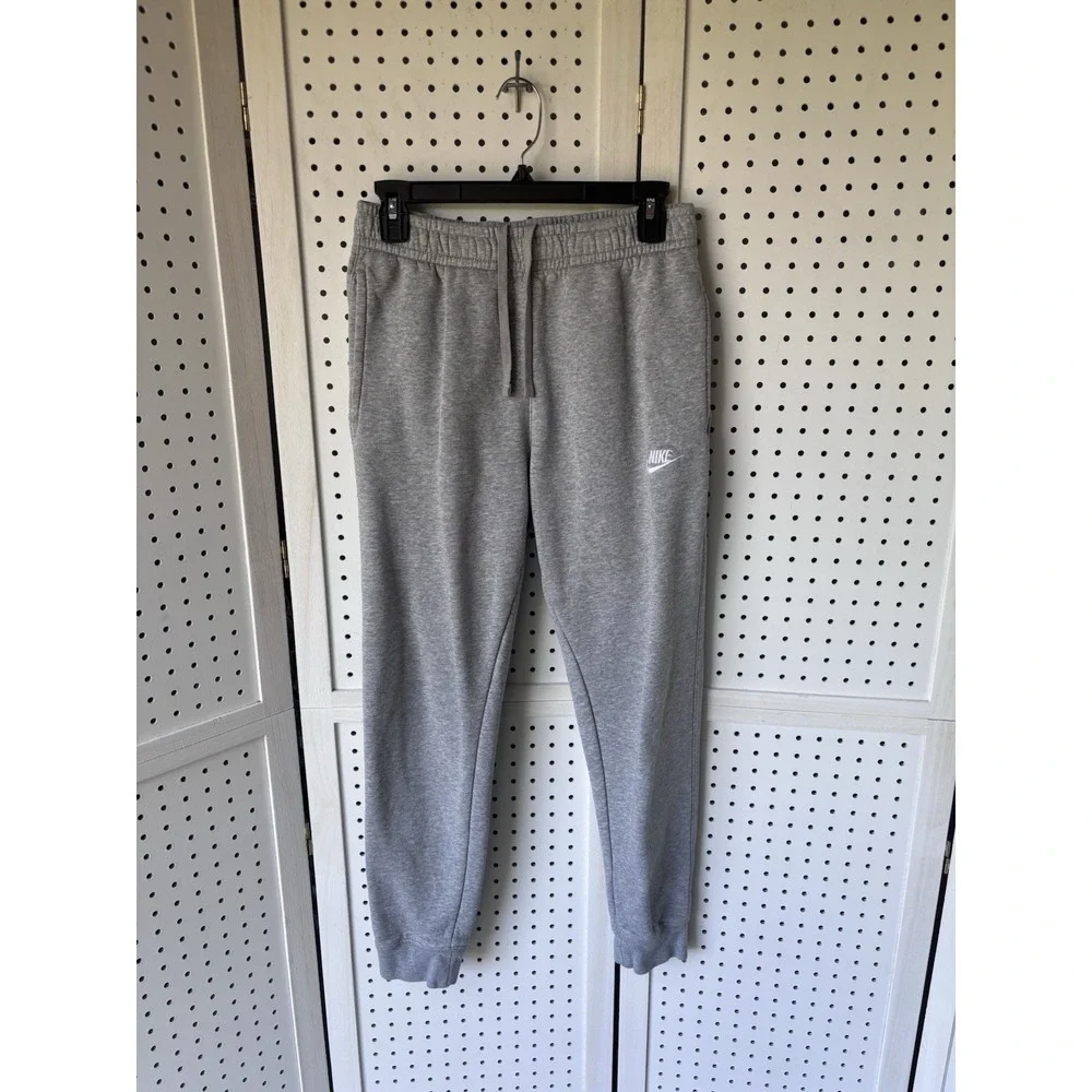 Nike Sweatpants Jogger Elastic Waist Gray Men's Small Rear Snap Pocket Logo